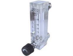 Flowregulator til luft 1 - 5 liter/min. Acryl 1/4" BSP.